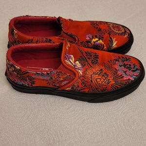 Vans Chinese New Year Festival Floral Satin Slip-On Shoes. Womens Size 6.